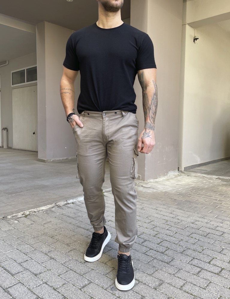 Ανδρικό cargo πούρο παντελόνι υφασμάτινο με λάστιχο BC51201P φωτογραφία